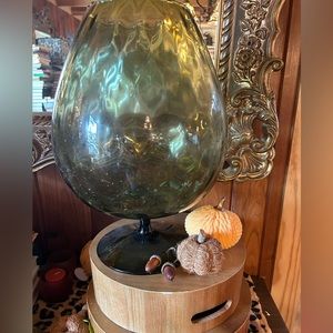 Handblown Italian Empoli optic very large brandy snifter art glass, Christmas